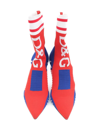 Dolce Gabbana Excellent Condition Sporty Sock Boots Red Blue White