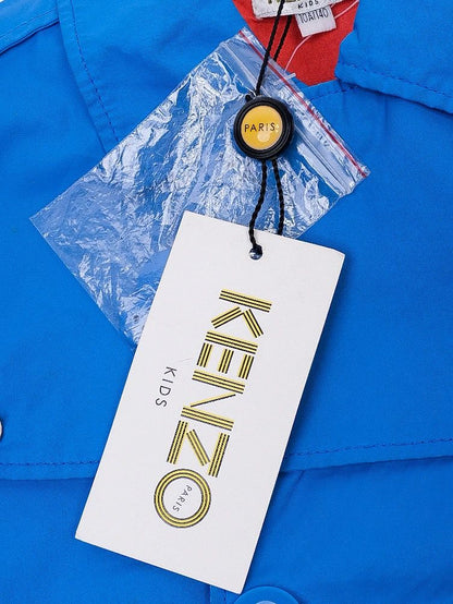 NEW Kenzo Kids Blue Cotton Coat Size 10 with Embroidered Logo