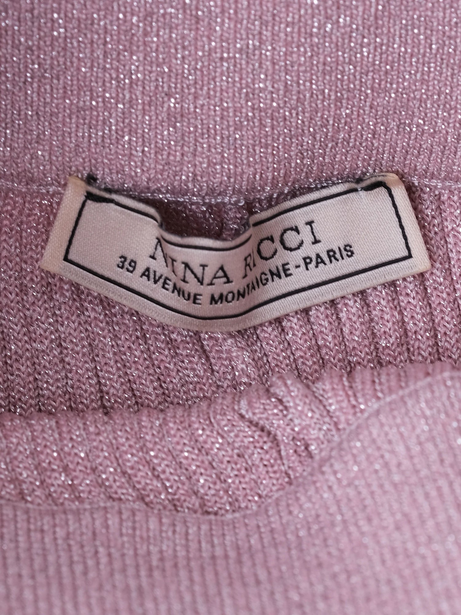 Nina Ricci Pink Ribbed Long-Sleeve Sweater Dress Size S Excellent