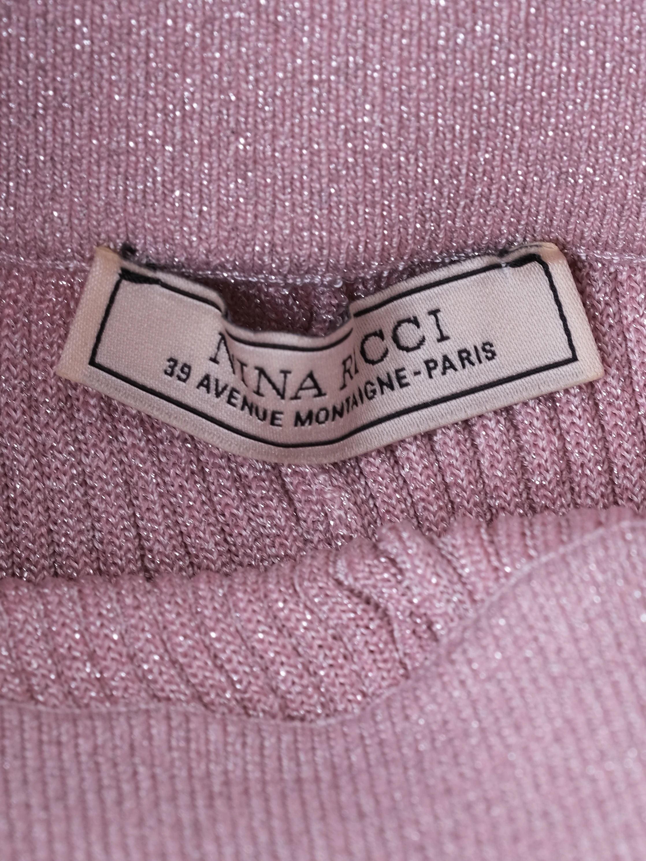 Nina Ricci Pink Ribbed Long-Sleeve Sweater Dress Size S Excellent