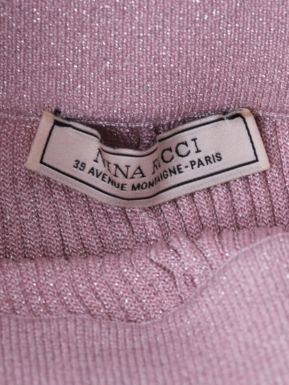 Nina Ricci Pink Ribbed Long-Sleeve Sweater Dress Size S Excellent