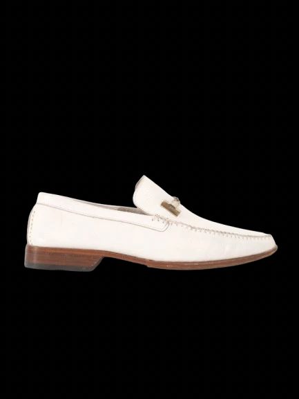 Excellent A.Testoni White Leather Loafers Size 43 with Wooden Sole