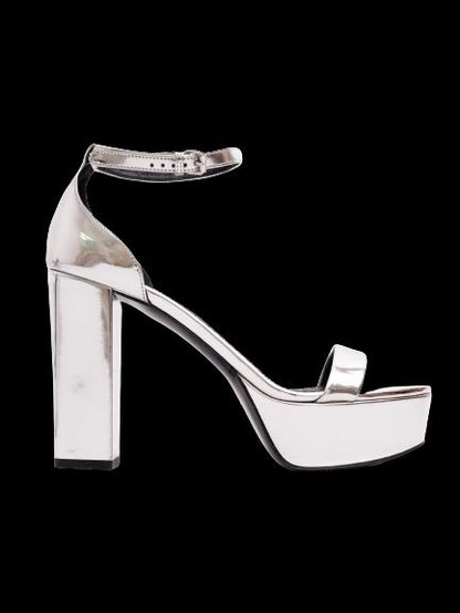 Average Stella McCartney Gray Lacquer High-Heeled Platform Shoes Size 38