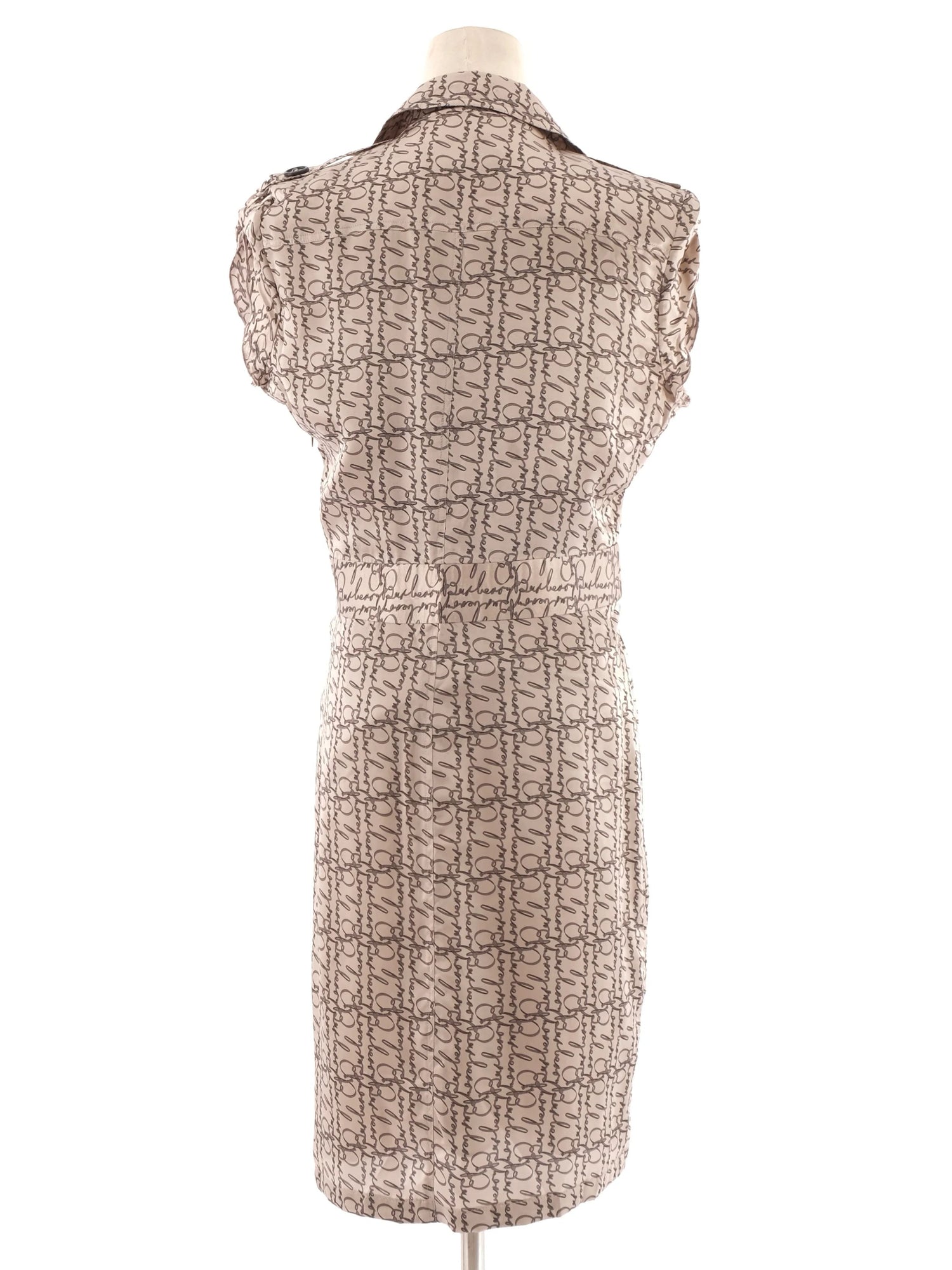 Excellent Burberry Gray Silk Dress Size XL with Decorative Pattern
