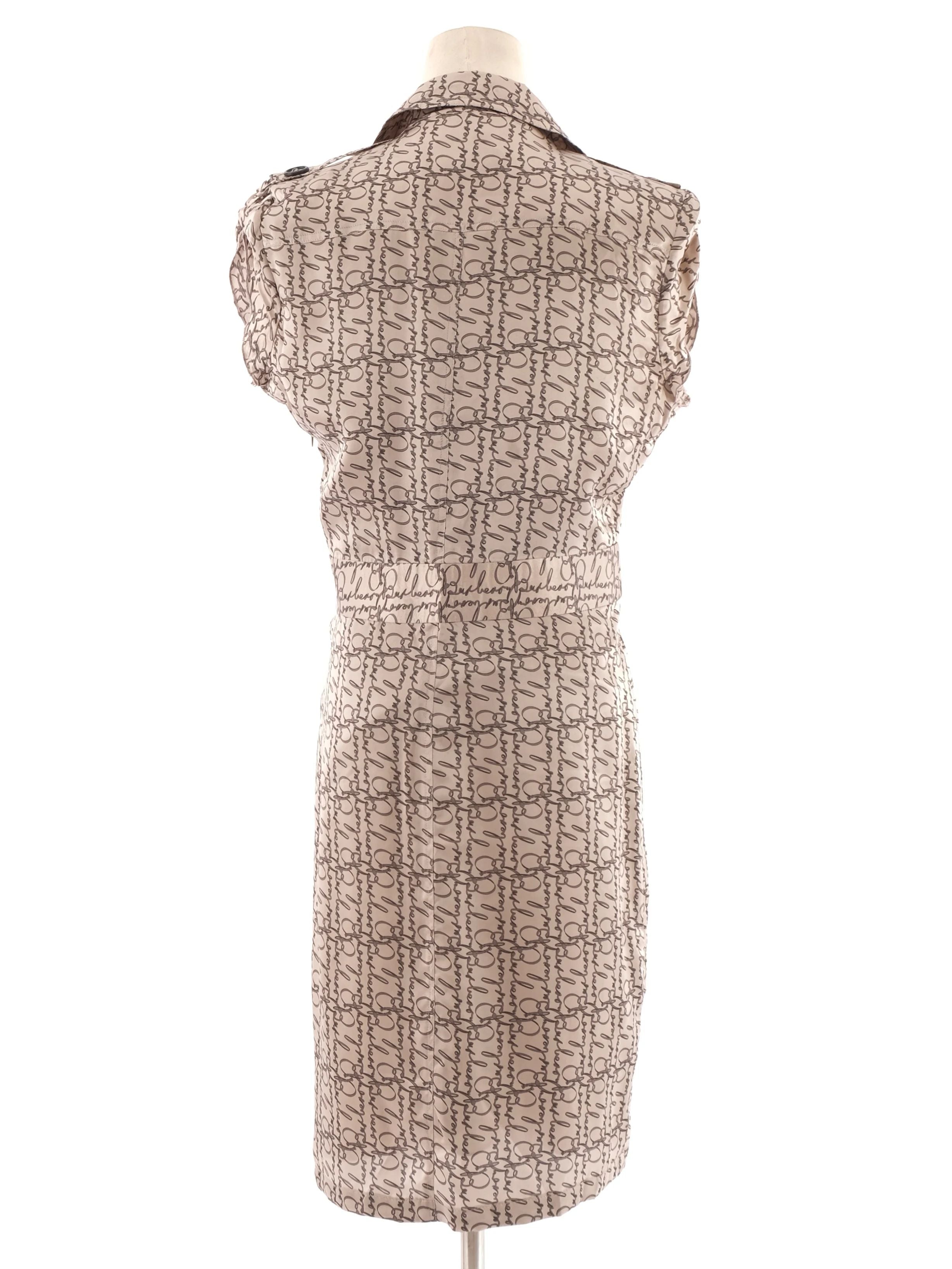 Excellent Burberry Gray Silk Dress Size XL with Decorative Pattern
