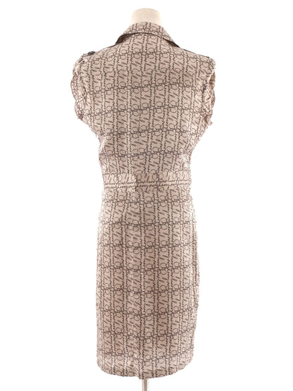 Excellent Burberry Gray Silk Dress Size XL with Decorative Pattern