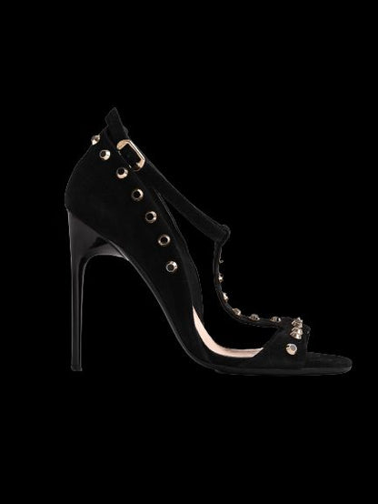 Good Ballin Black Leather High-Heeled Shoes Size 35 T-Strap