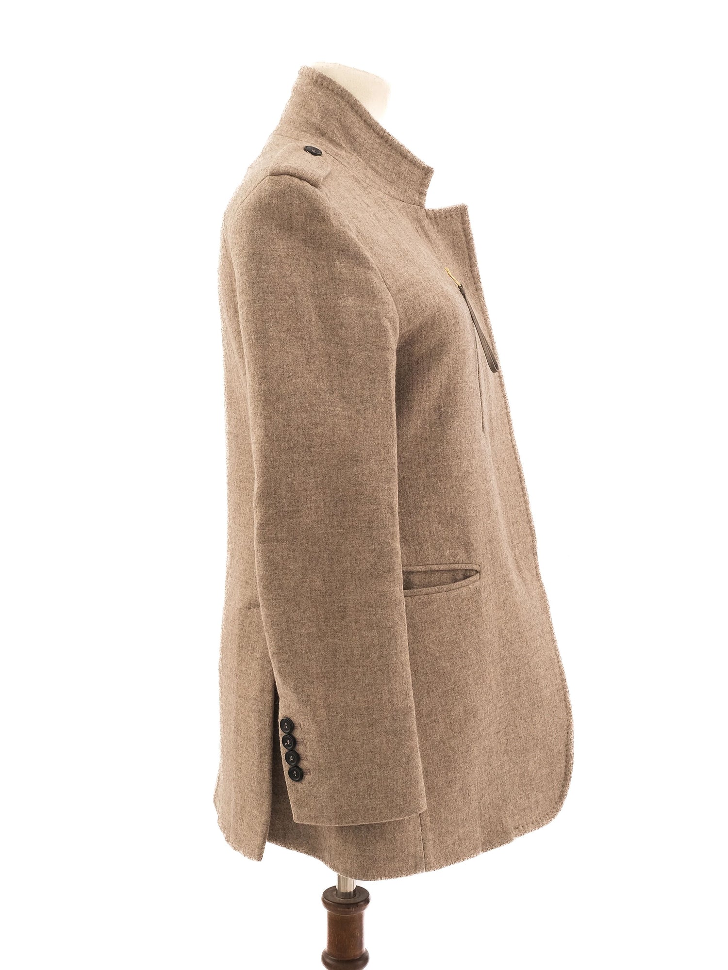 NEW Max Mara Gray Wool Tailored Coat Size M with High Collar