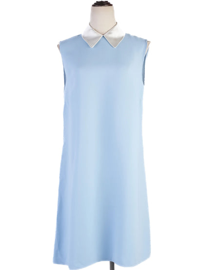 Excellent Miu Miu Blue Viscose Sleeveless Dress Size L with Collar