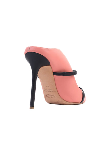 Excellent Pink Leather High-Heeled Shoe with Black Straps Size 39.5