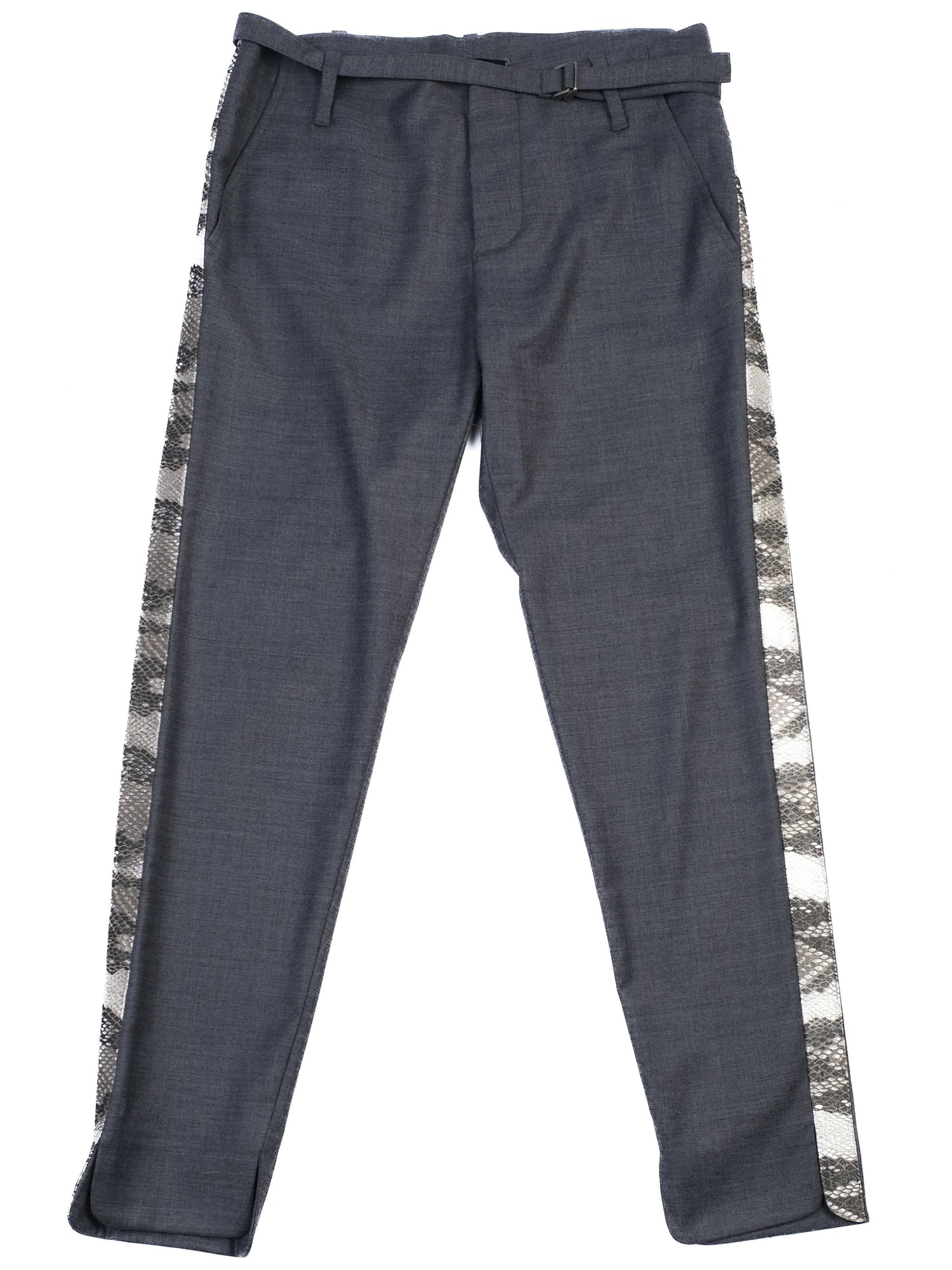 Excellent Zadig&amp;Voltaire Gray Wool Pants Size M with Snakeskin Detail