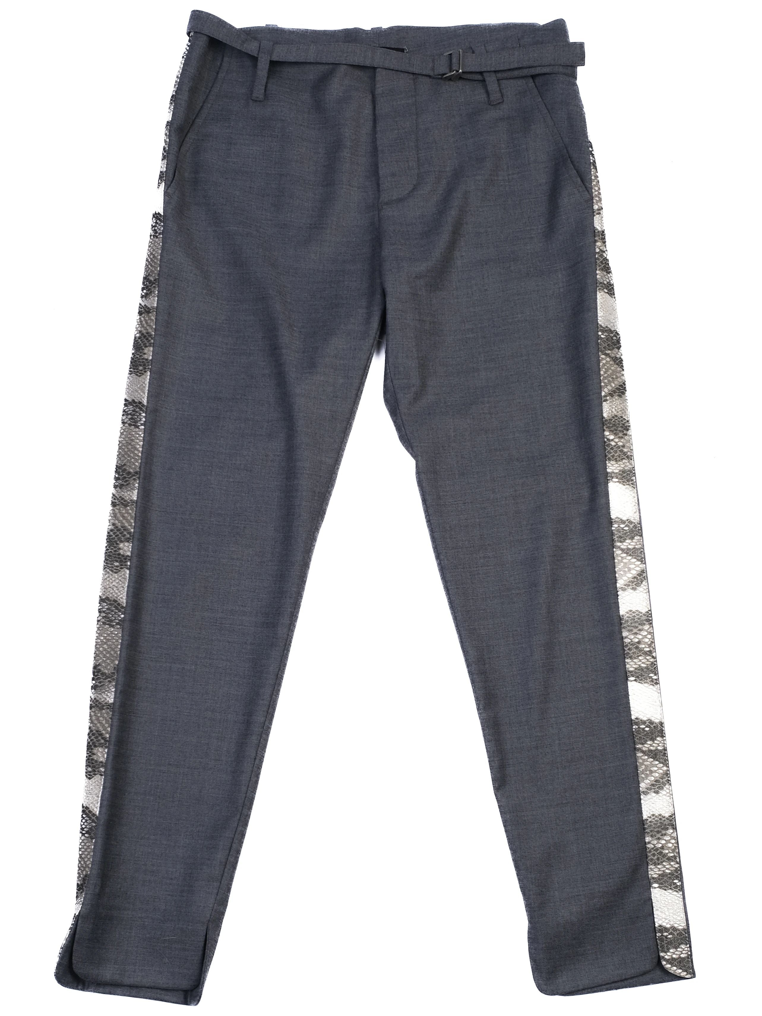 Excellent Zadig&amp;Voltaire Gray Wool Pants Size M with Snakeskin Detail