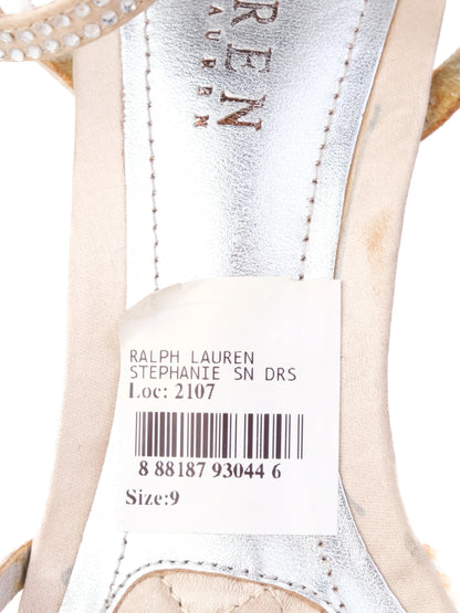 Good Ralph Lauren White Leather High-Heeled Sandals Size 39
