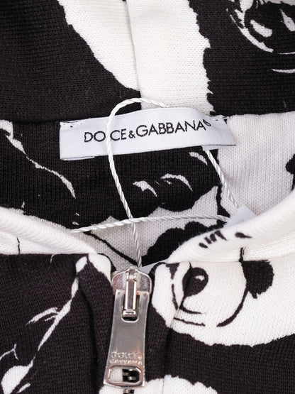 Excellent Dolce Gabbana Kids Panda Hoodie Black White Size 10