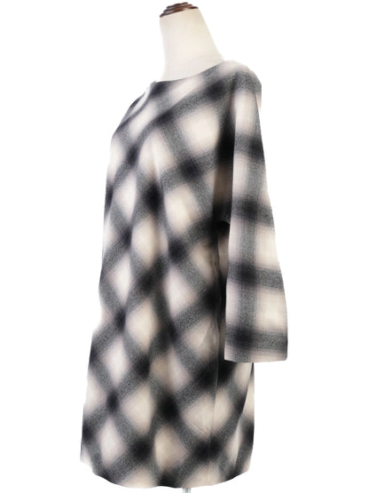 Excellent Gucci Plaid Wool Dress Size L Black White Gray