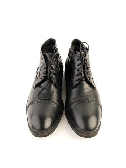 Excellent Baldinini Black Leather Brogue Boots Size 42.5 for Men