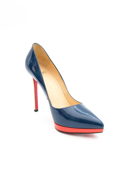 Christian Louboutin Blue Leather High-Heeled Shoes Excellent Condition