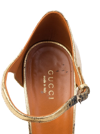 Good Gucci Yellow Leather High-Heeled Shoes Size 38.5