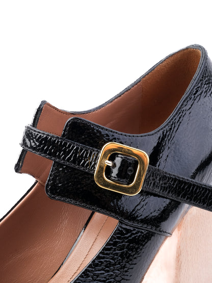 Excellent Marni Black Leather Mary Jane Pumps Size 38