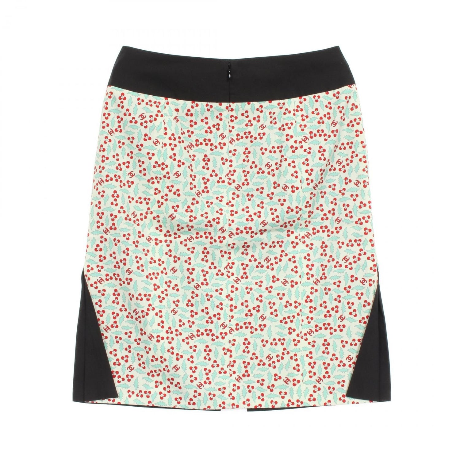 Chanel Green Multicolor Coco Mark Skirt Cotton P 22950