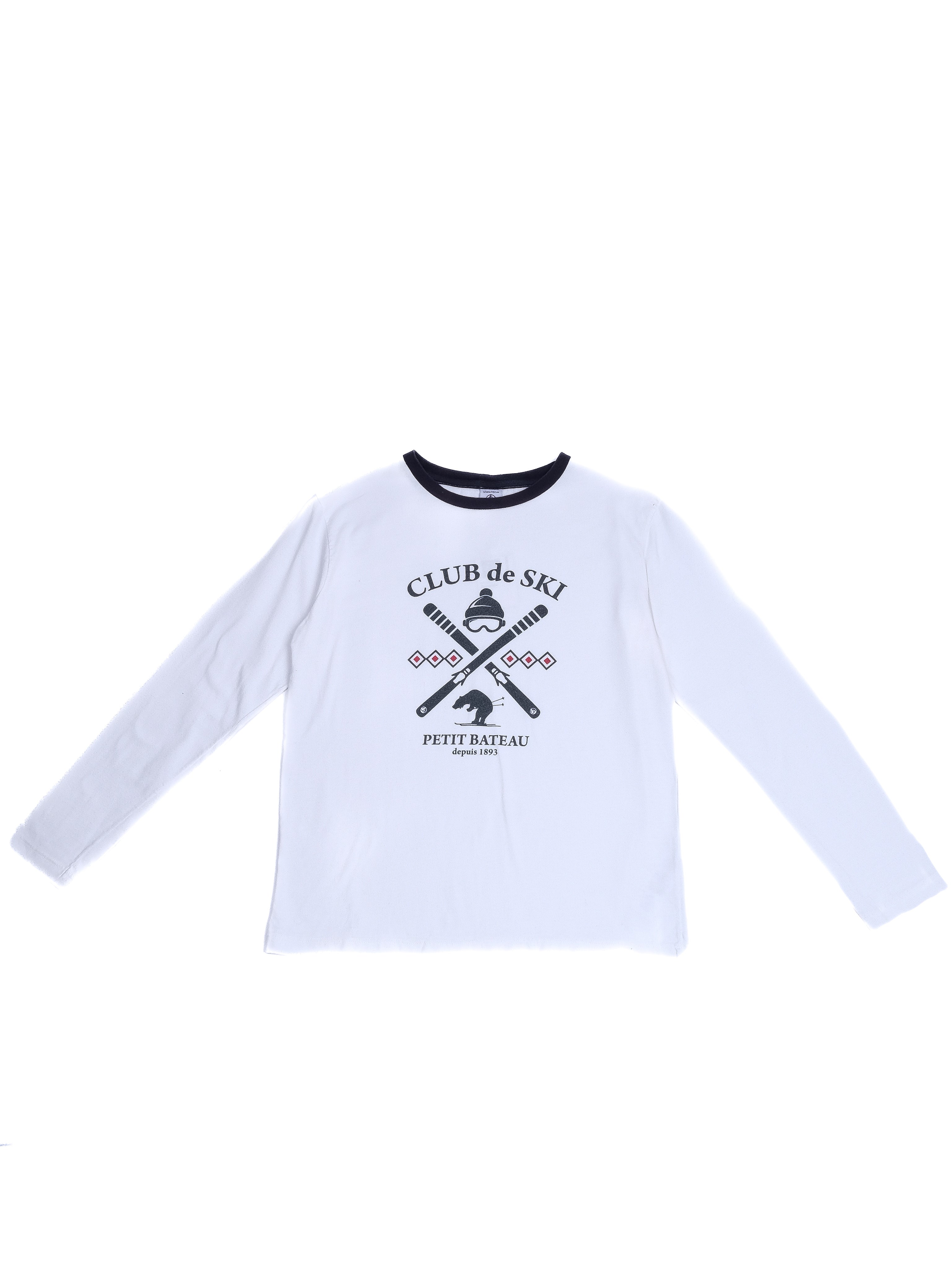 Excellent Petit Bateau White Long Sleeve T-Shirt Size 12 - CLUB de SKI