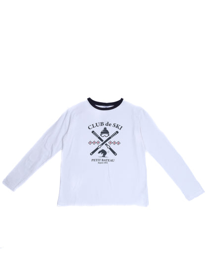 Excellent Petit Bateau White Long Sleeve T-Shirt Size 12 - CLUB de SKI
