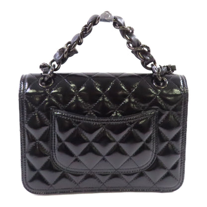 Chanel Black Cowhide Leather Mini Flat Chain Shoulder Bag Hand-handed Shoulder Bag 2way Shoulder Bag Calfskin (cow