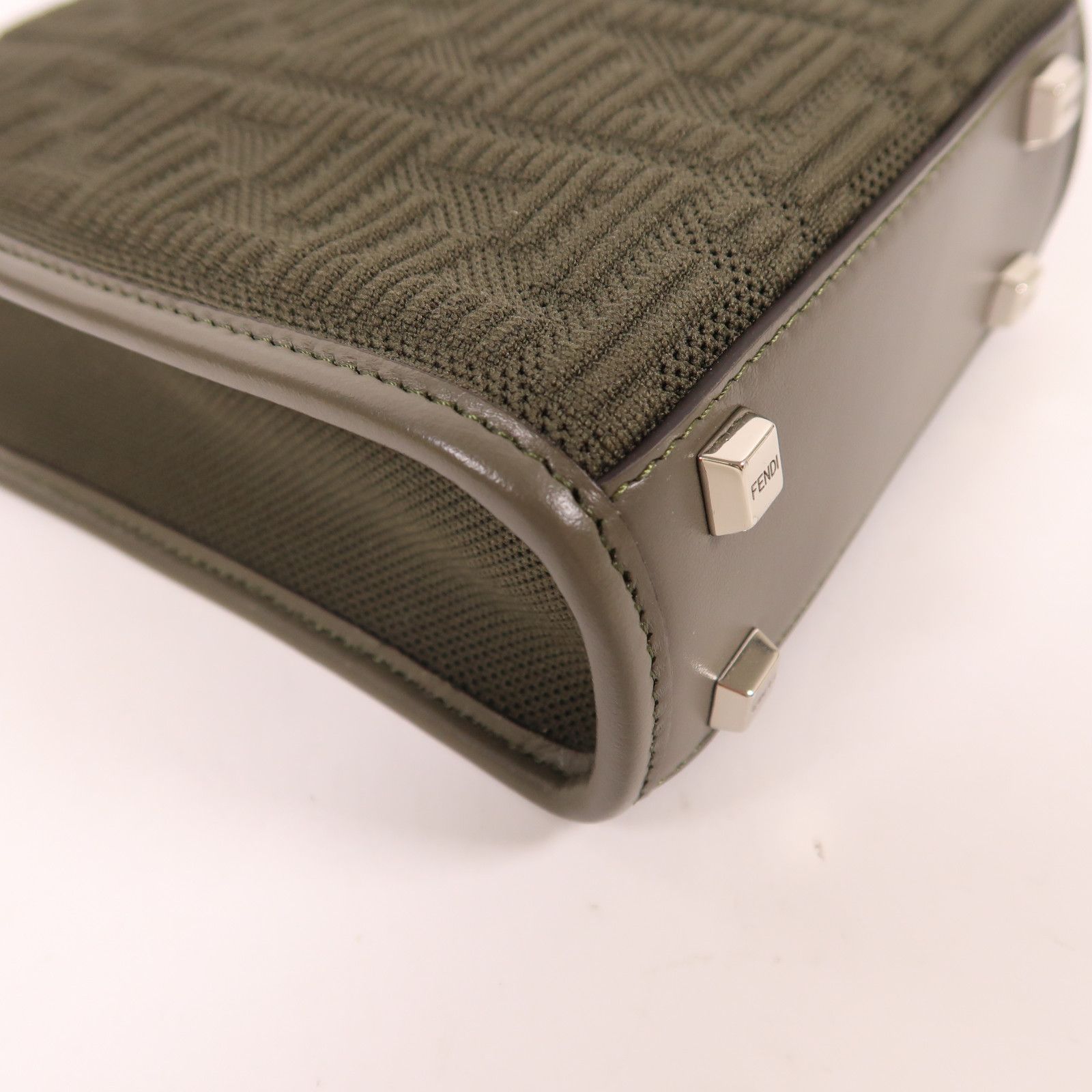 Fendi Needle Woven Fabric Sunshin Silver Handmade Shoulder And Back Bag 2way Shoulder Bag Khaki Green Other Knit 8bs 05