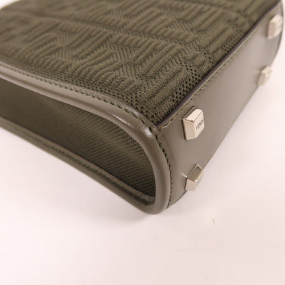 Fendi Needle Woven Fabric Sunshin Silver Handmade Shoulder And Back Bag 2way Shoulder Bag Khaki Green Other Knit 8bs 05