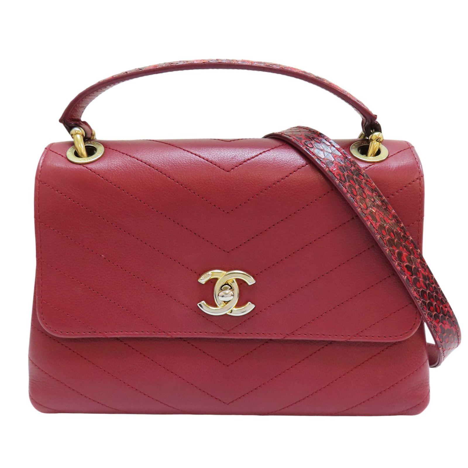 Chanel Small Chevron Chic Top Handle Flap, Calfskin Stitched