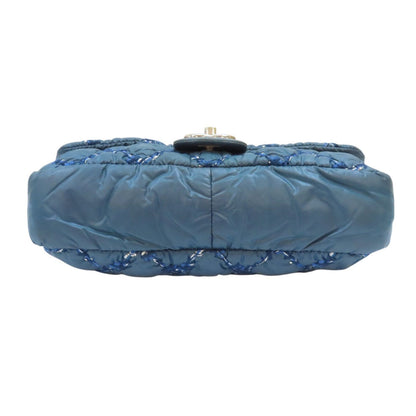 Chanel Matelasse Coco Mark Shoulder Bag Nylon Blue (discoloration)