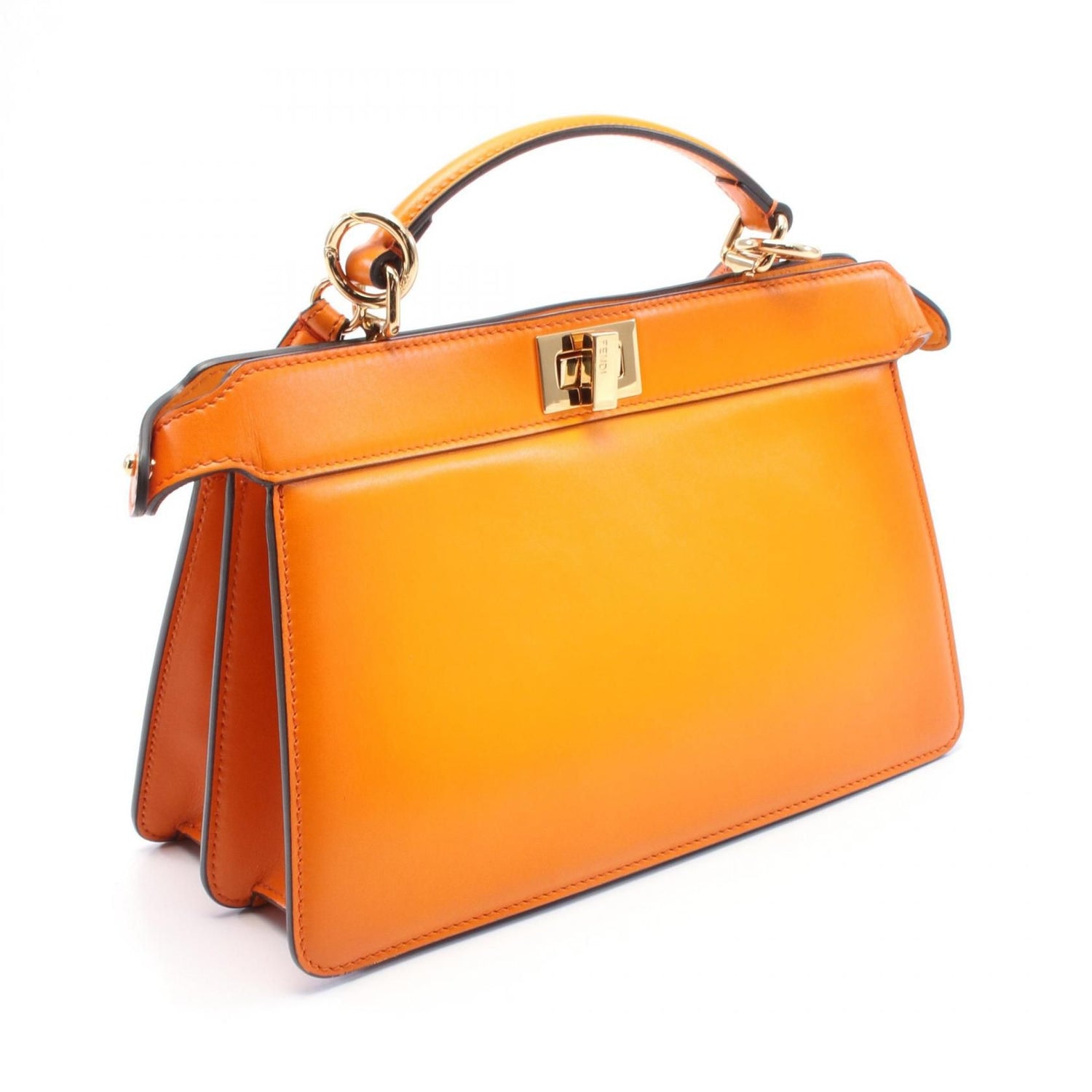 Fendi Peekaboo Ic You East West Handbag Orange Leather 8bn 323