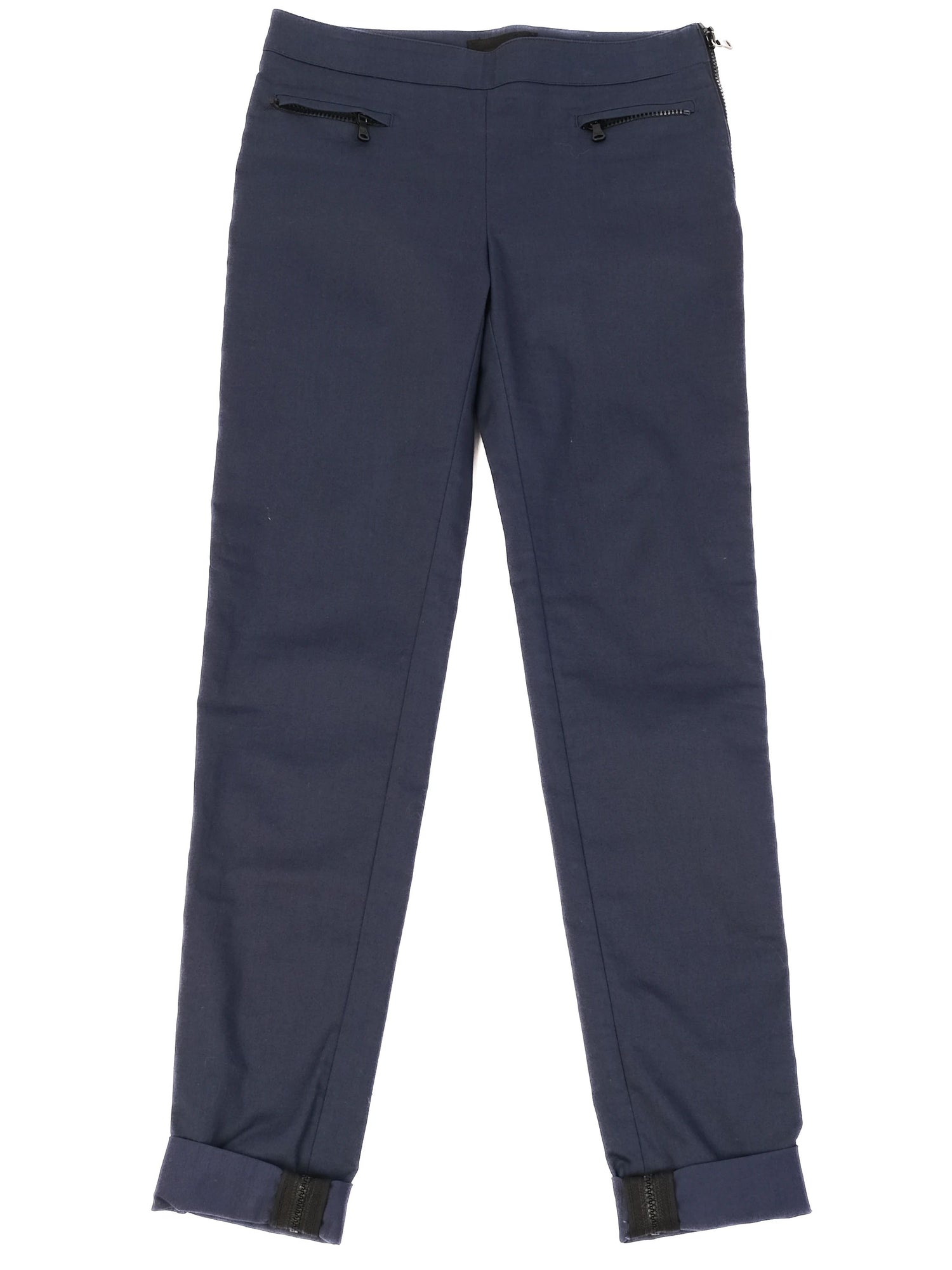 Excellent Dolce Gabbana Navy Blue Nylon Pants with Zippered Pockets