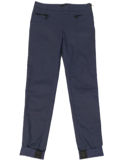 Excellent Dolce Gabbana Navy Blue Nylon Pants with Zippered Pockets