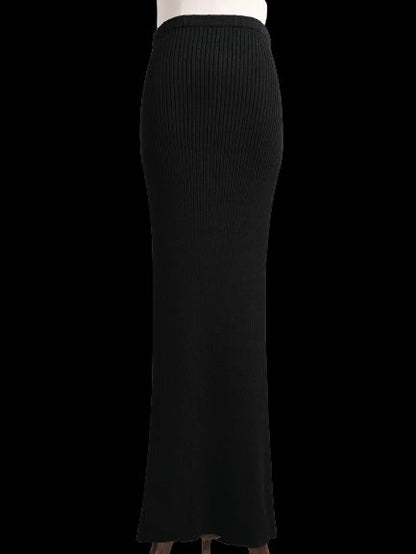 Excellent GF Ferre Black Ribbed Maxi Skirt Women Size N/A