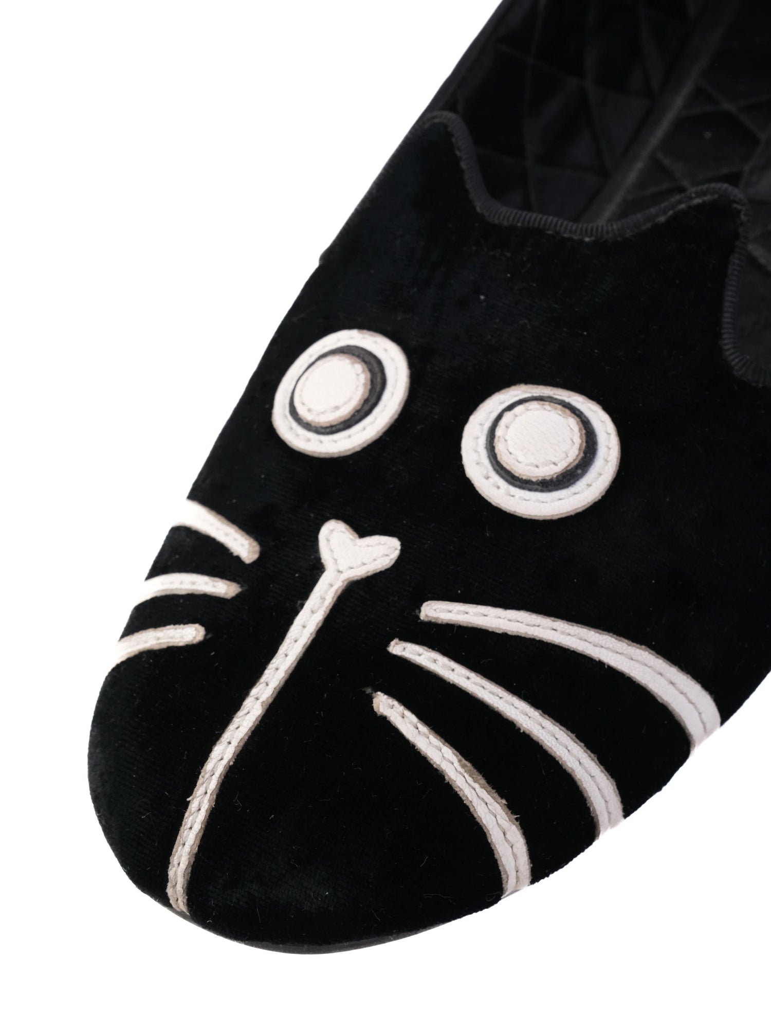 NEW Marc Jacobs Black Velvet Cat Face Flat Shoes Size 41