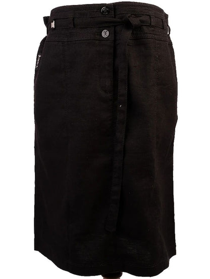 Excellent Armani Jeans Black Viscose Skirt with Belt Size N/A