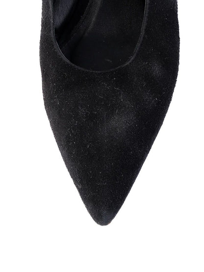 Excellent Uterque Black High-Heeled Mules Size 36 Genuine Suede