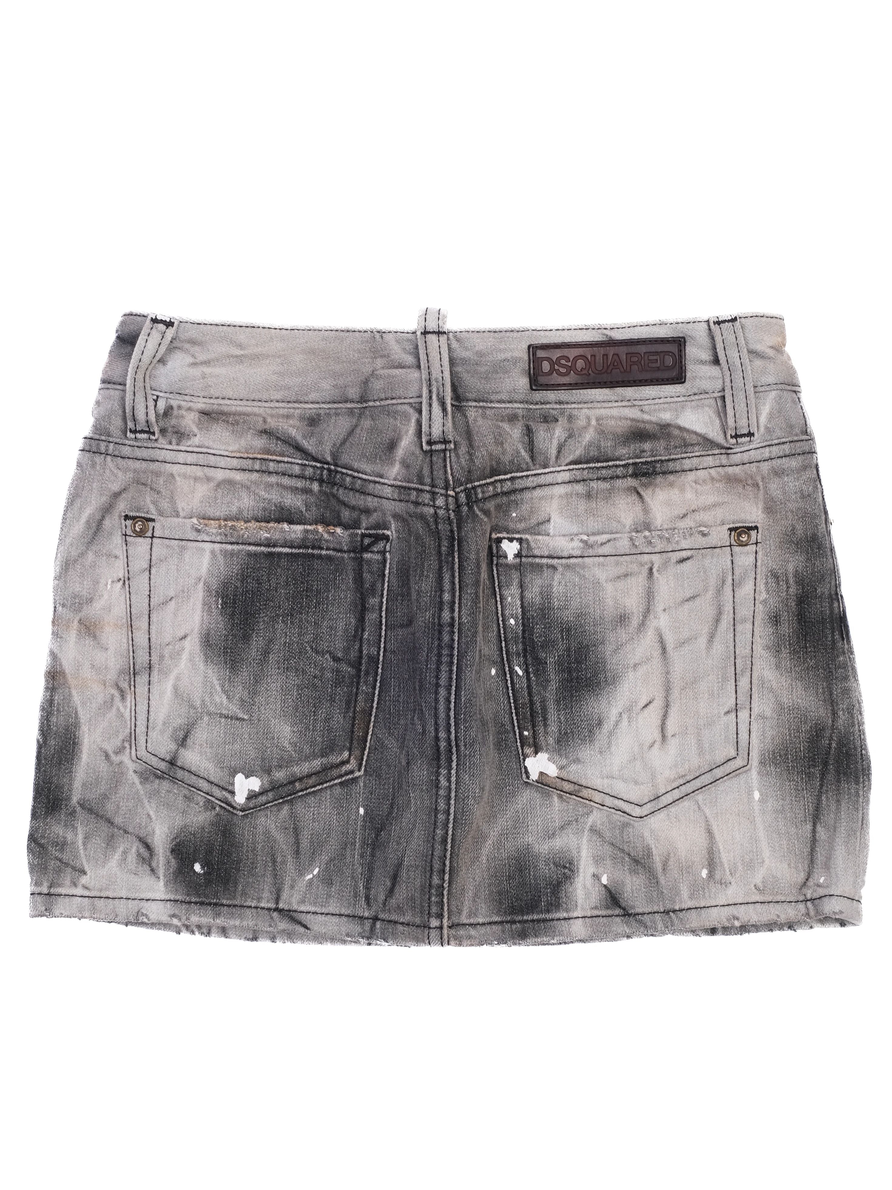 Excellent Dsquared2 Gray Distressed Denim Mini Skirt Women Size N/A