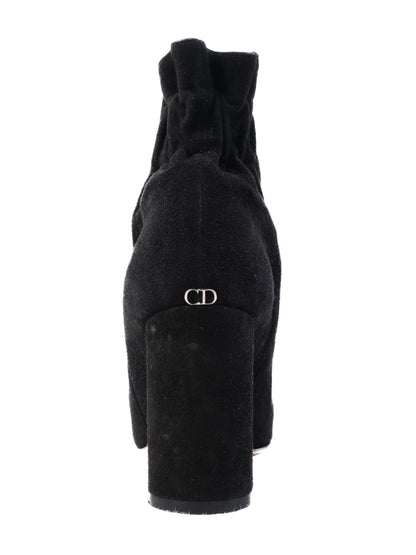 Dior Black Suede Ankle Boots Chunky Heel Size 36 Excellent Condition