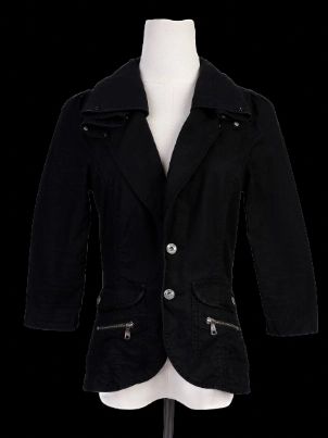 Excellent Diesel Black Cotton Jacket Size S with Tailored Fit