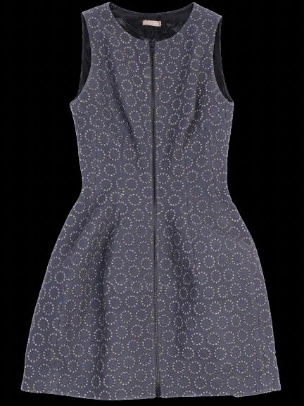 Excellent Alaia Sleeveless Dress Dark Blue Embroidered Wool Size N/A