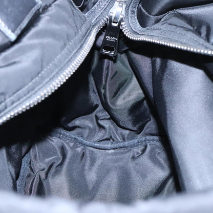 Prada Hand Bag Nylon Navy Silver Auth