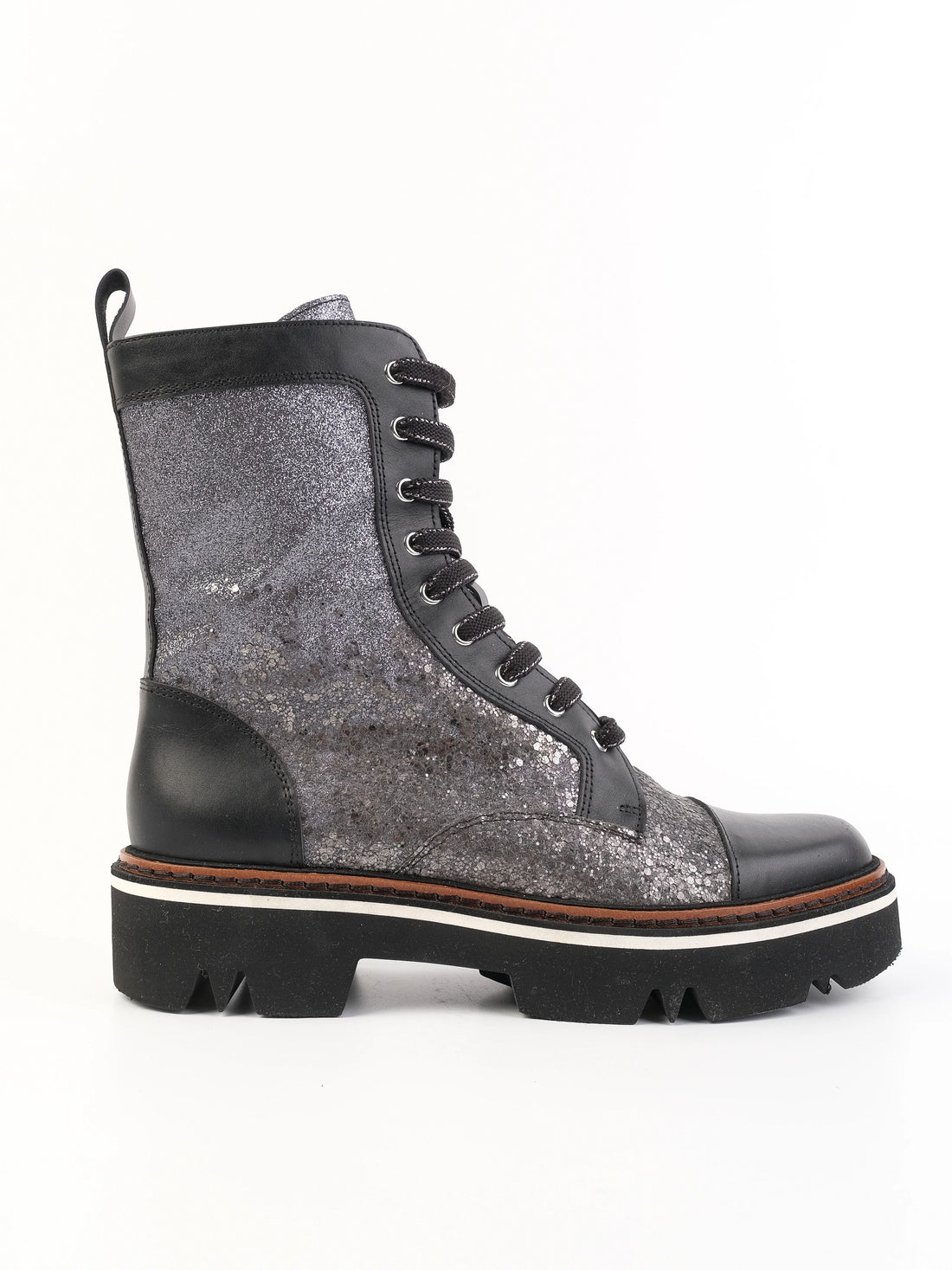 Excellent Pollini Gray Leather Lace-Up Boots Size 39