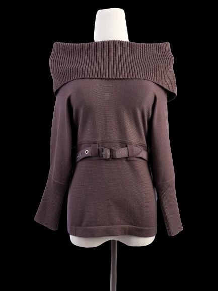 Excellent Karen Millen Orange Wool Sweater Size XS Off-Shoulder