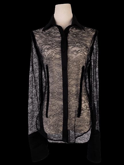 Perfect Alexander Wang Black Guipure Lace Shirt Size XS