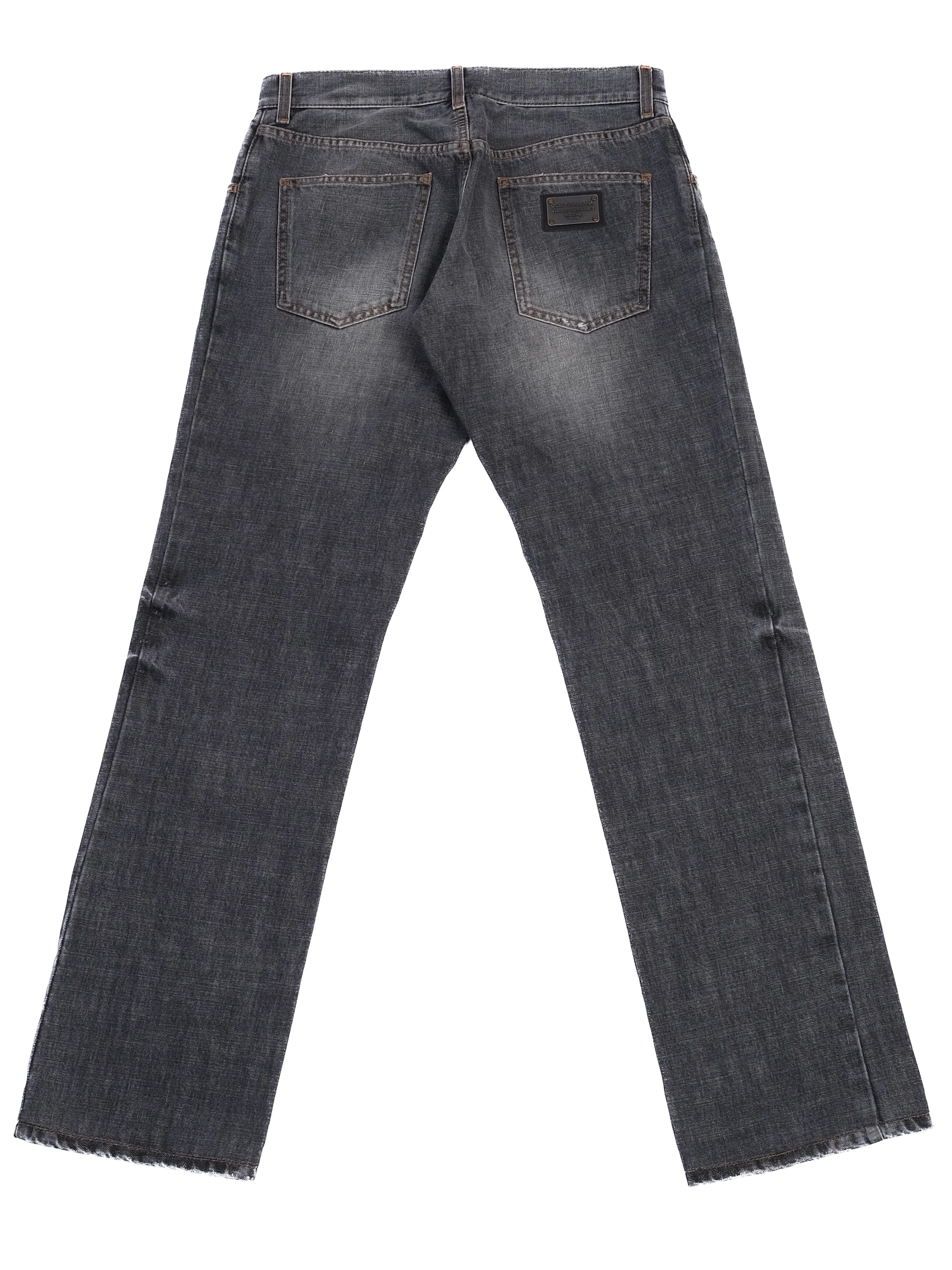 Excellent Dolce Gabbana Dark Gray Distressed Denim Jeans Men