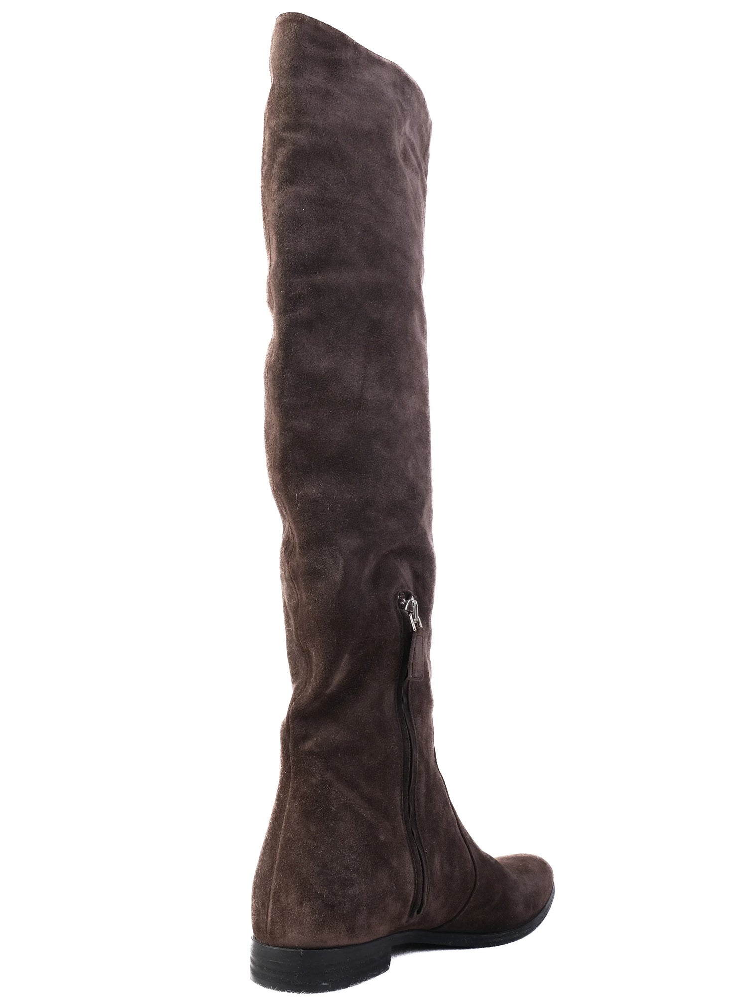 Excellent Prada Gray Leather Knee-High Boots Size 36