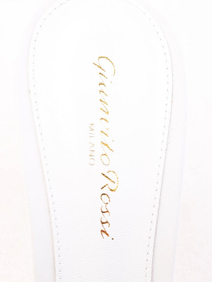 NEW Gianvito Rossi White Leather Stiletto Mules with Metallic Studs Size 38.5