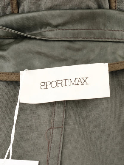 Excellent Sportmax Green Wool Hooded Jacket Size L with Pockets